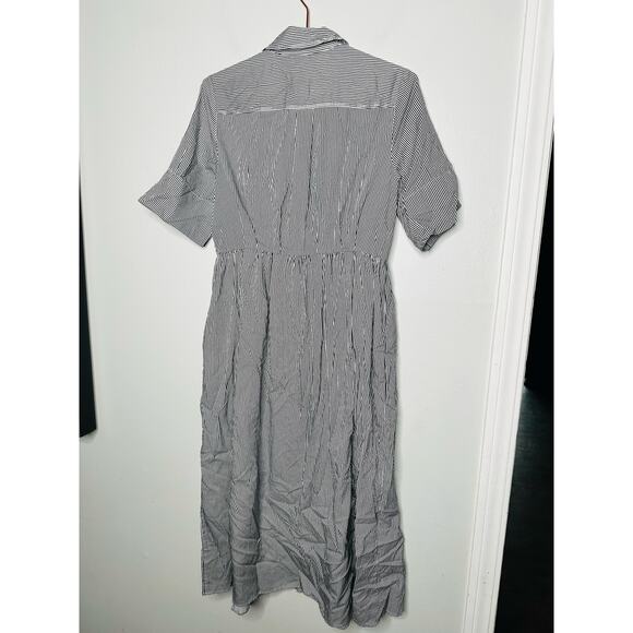 ADAM LIPPES x RTR Blue White Striped Front Button Collared Waist Tie Dress 8 - Picture 8 of 13